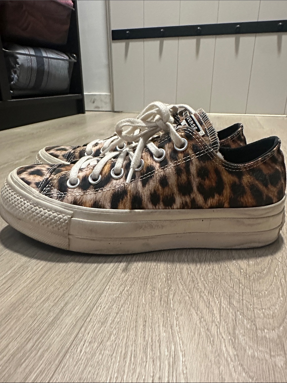 Converse Women’s Leopard Print Low Top Sneakers - Black & Brown